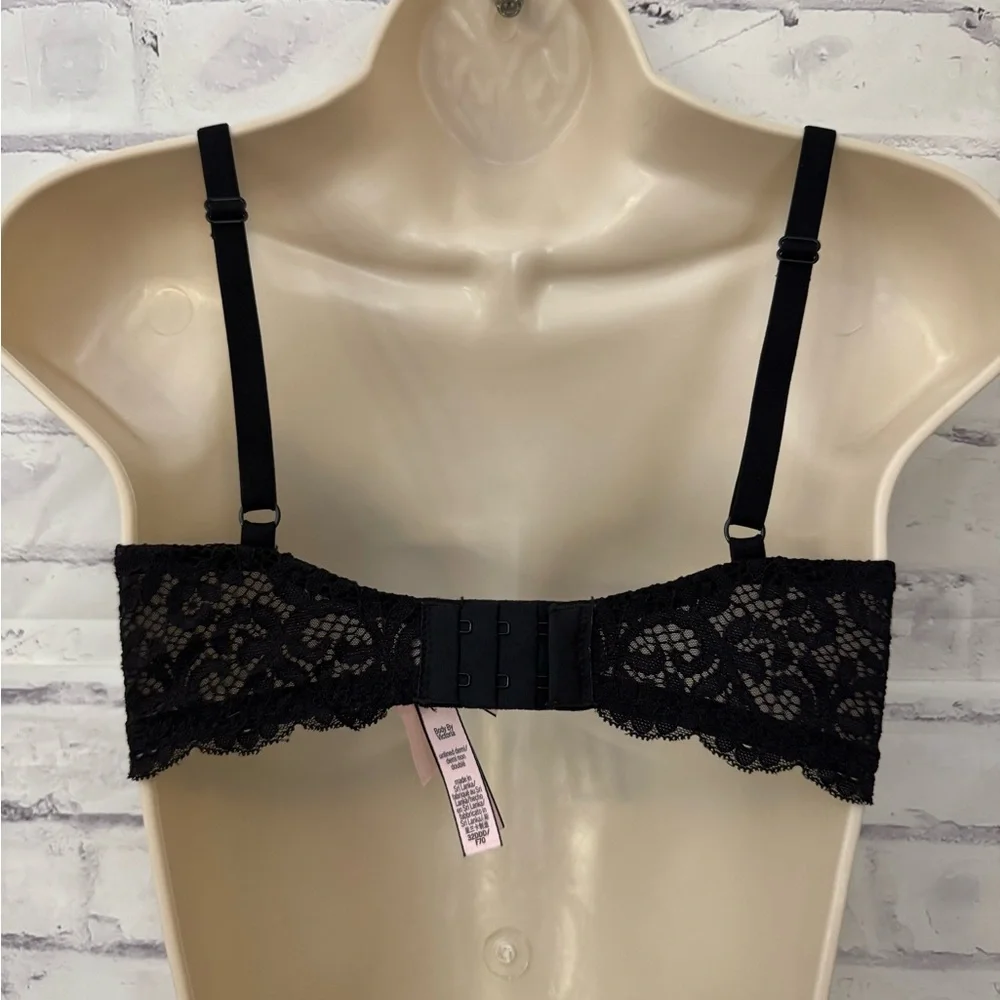 Victoria’s Secret Bra Size 32DDD Body By Victoria Unlined Demi Black Lace Bow‎
